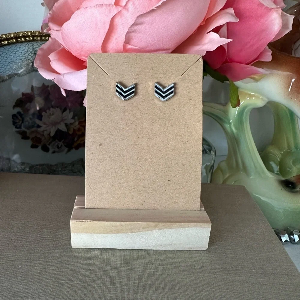 Chevron arrow silver stud earrings